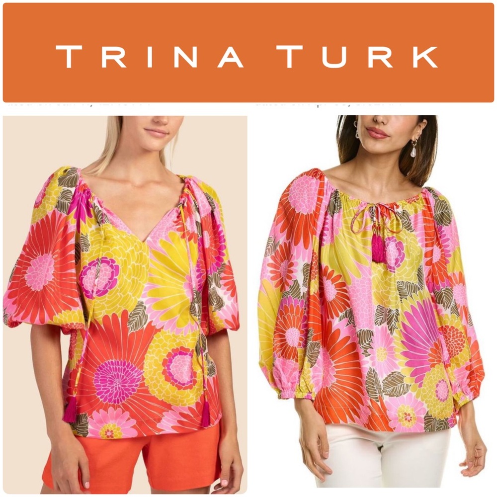 NWT Trina Turk ✨ Sandia Silk Top Size: LARGE • Retail: $348